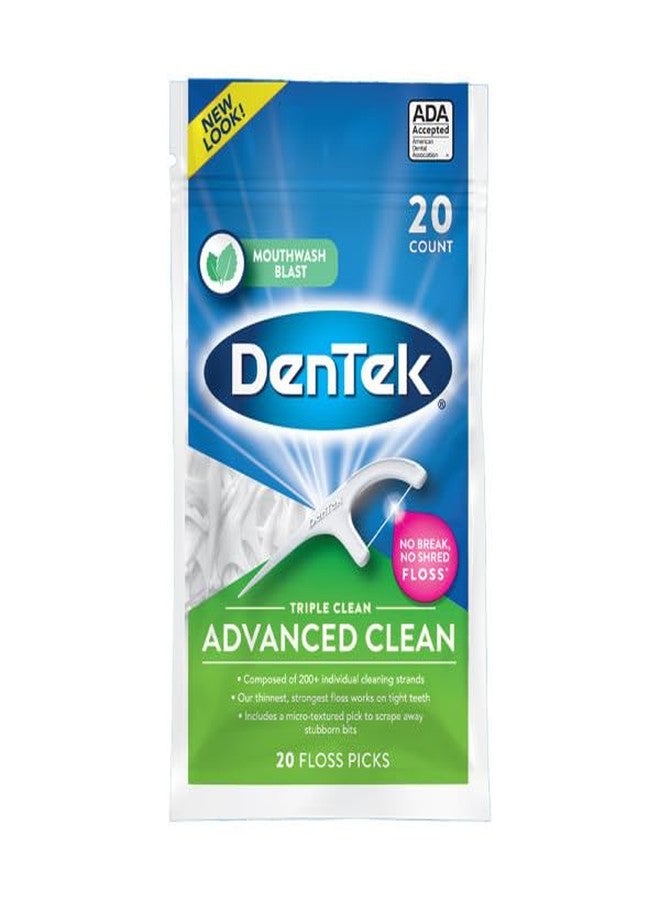 دينتك أعواد تنظيف الأسنان DenTek Triple Clean Advanced Clean Floss Picks، خيط تنظيف لا ينكسر ولا يتمزق، 20 قطعة (عبوة من 8 قطع) - Image 2